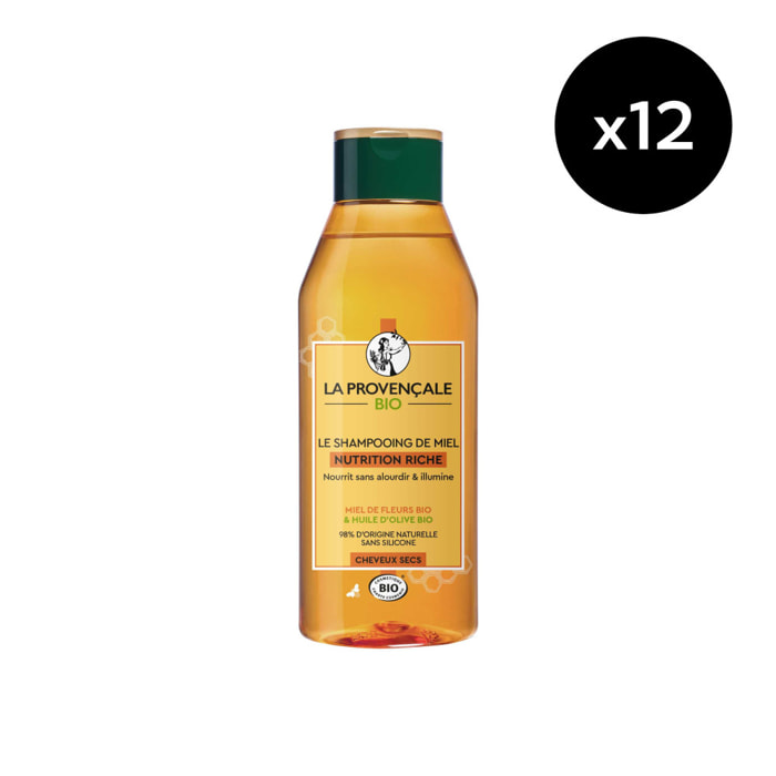 Lot de 12 - La Provençale Le Shampooing de Miel Nutrition Riche 250ml