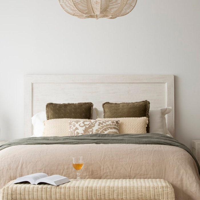 Tête de lit Oblak -bois massif d'araucaria-couleur blanc shabby 162 x 130 x 5 cm
