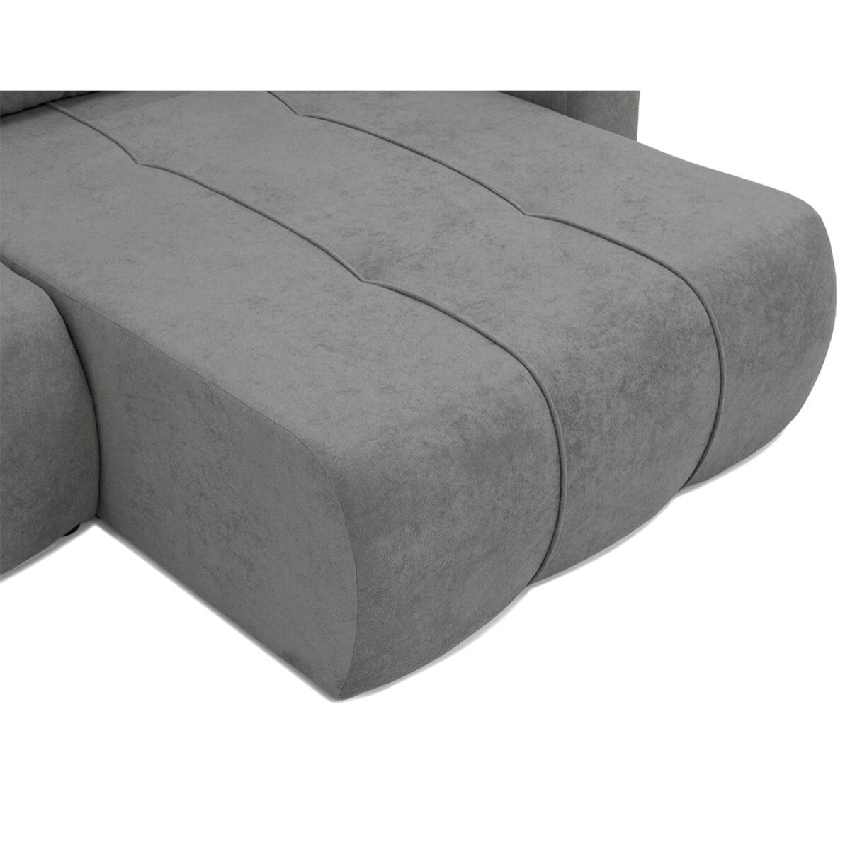 Nicole - Canapé d'angle réversible 5 places convertible avec coffre en tissu - Gris