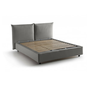 Letto matrimoniale Tiziana, Letto contenitore con rivestimento in tessuto, 100% Made in Italy, Apertura frontale, adatto per materasso Cm 160x190, Grigio