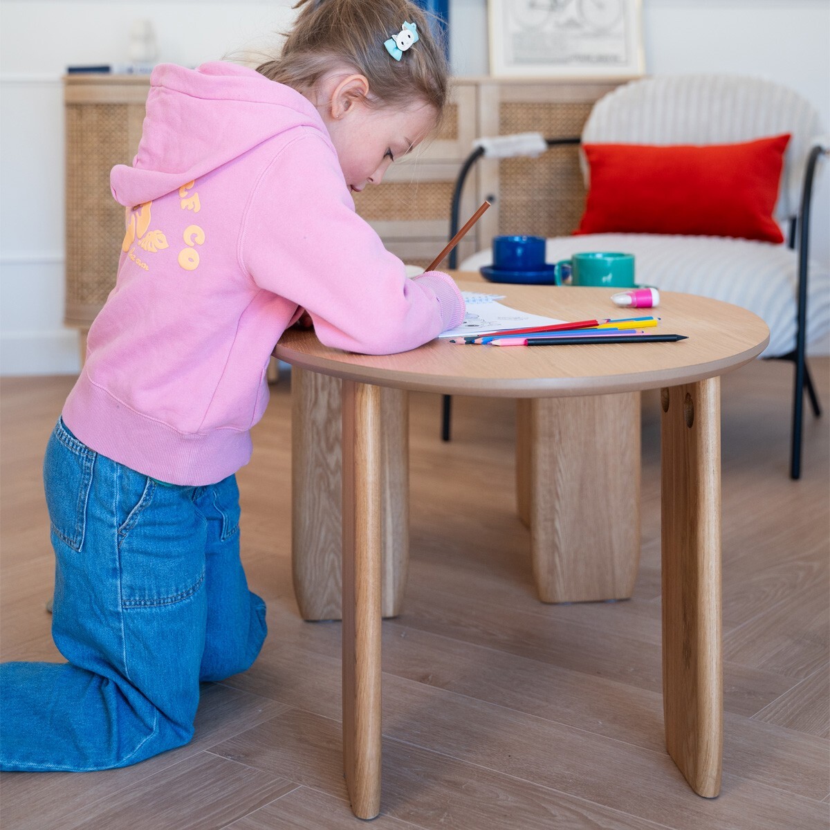 Lot de 2 tables basses organiques en bois, placage chêne - ARIA