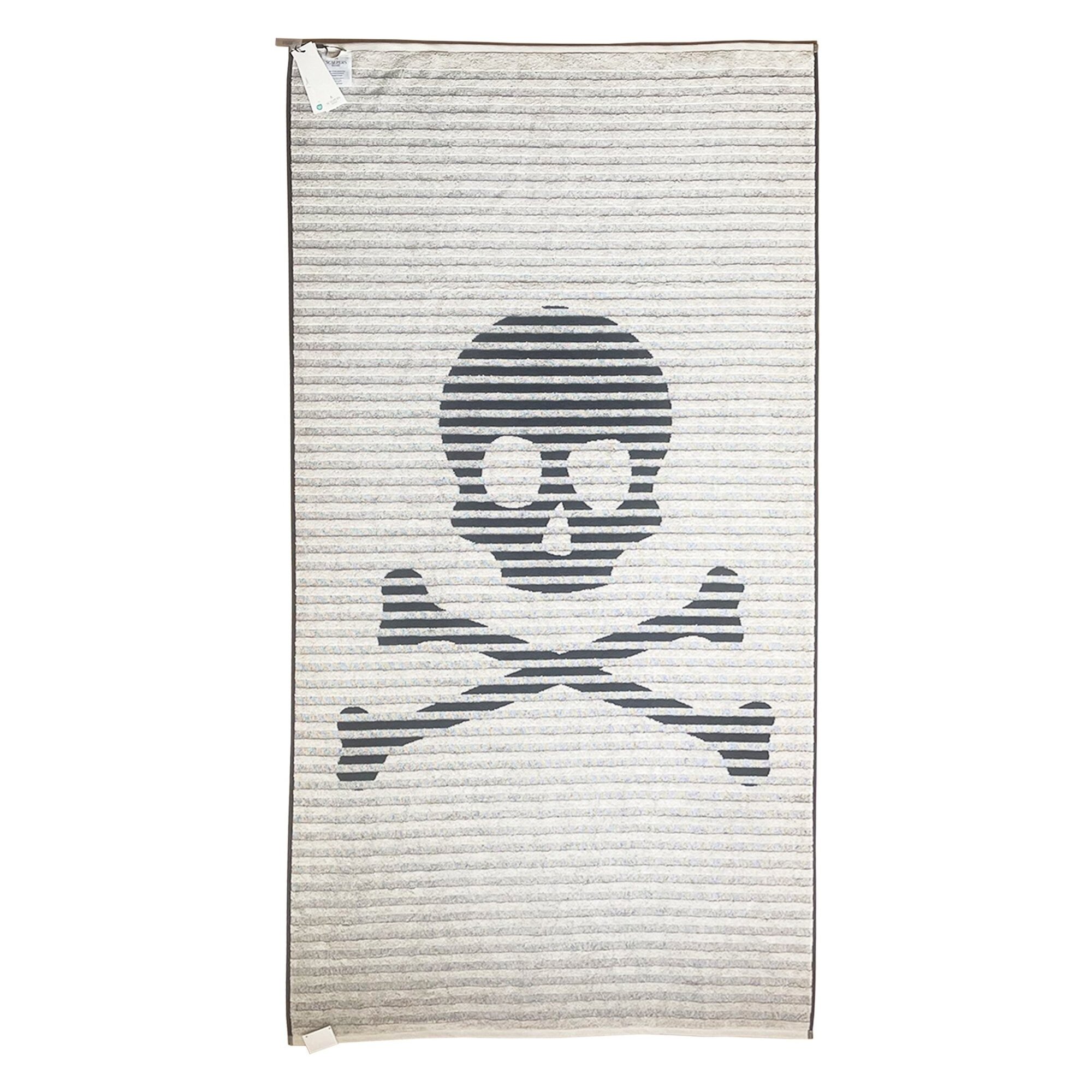 Toalla de playa 90x180cm 100% algodón 420gsm en azul marino con logo y a rayas scalpers home