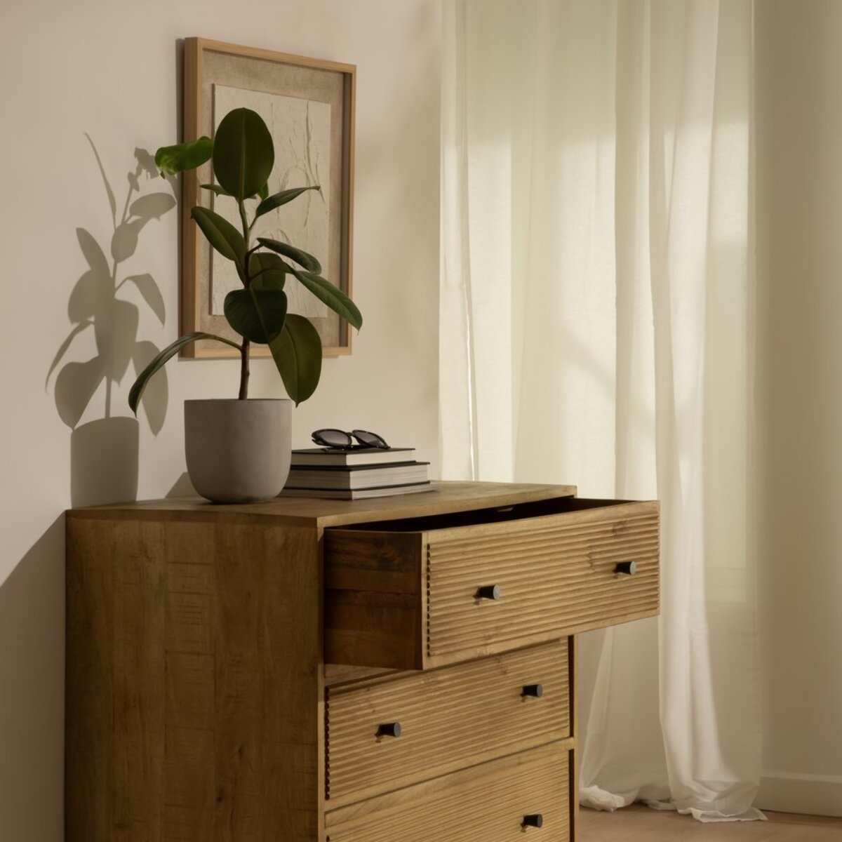 Commode Boreal -bois massif de manguier-couleur bahamas naturelles 90 x 85 x 45 cm