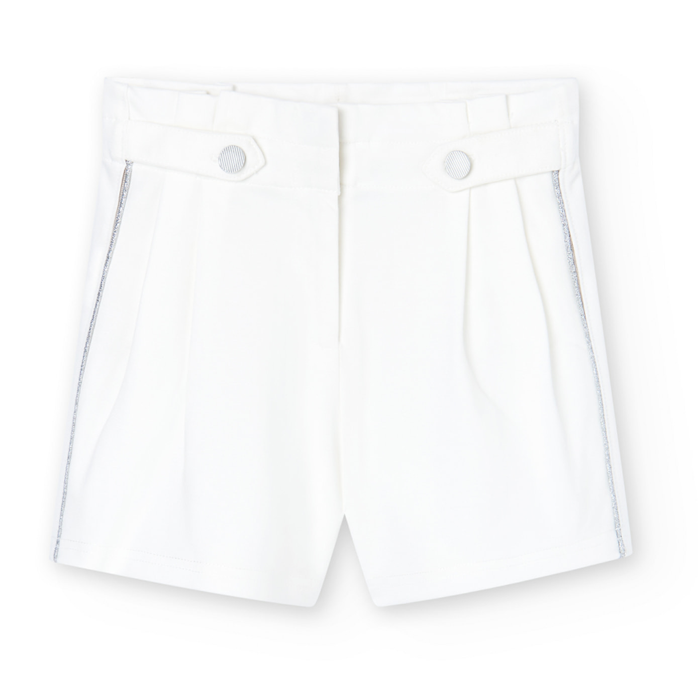 Bermudas para niña en algodón liso de color blanco-Pantalón