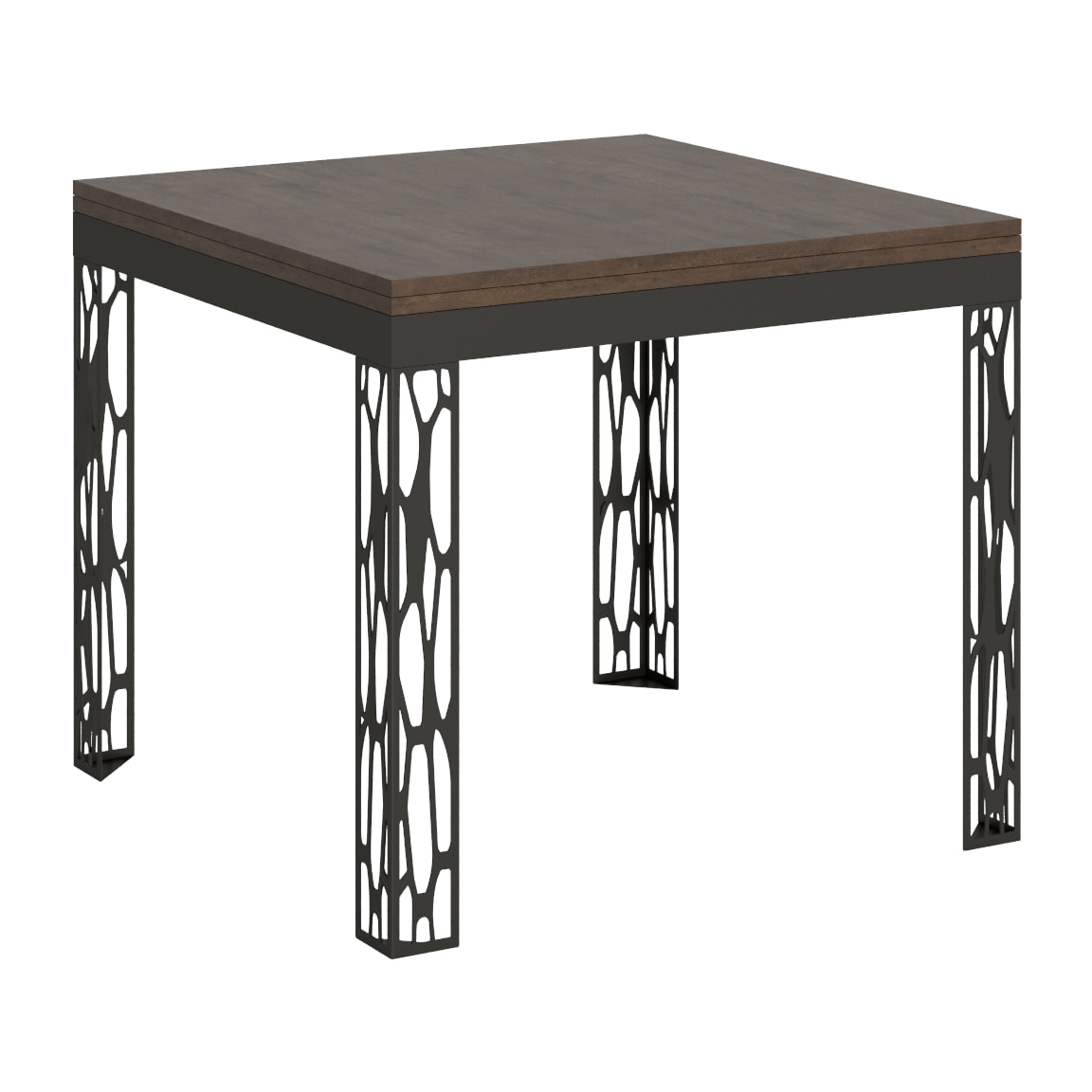 Table Ghibli Libra Noyer 90x90 Allongée 90x180 cadre Anthracite