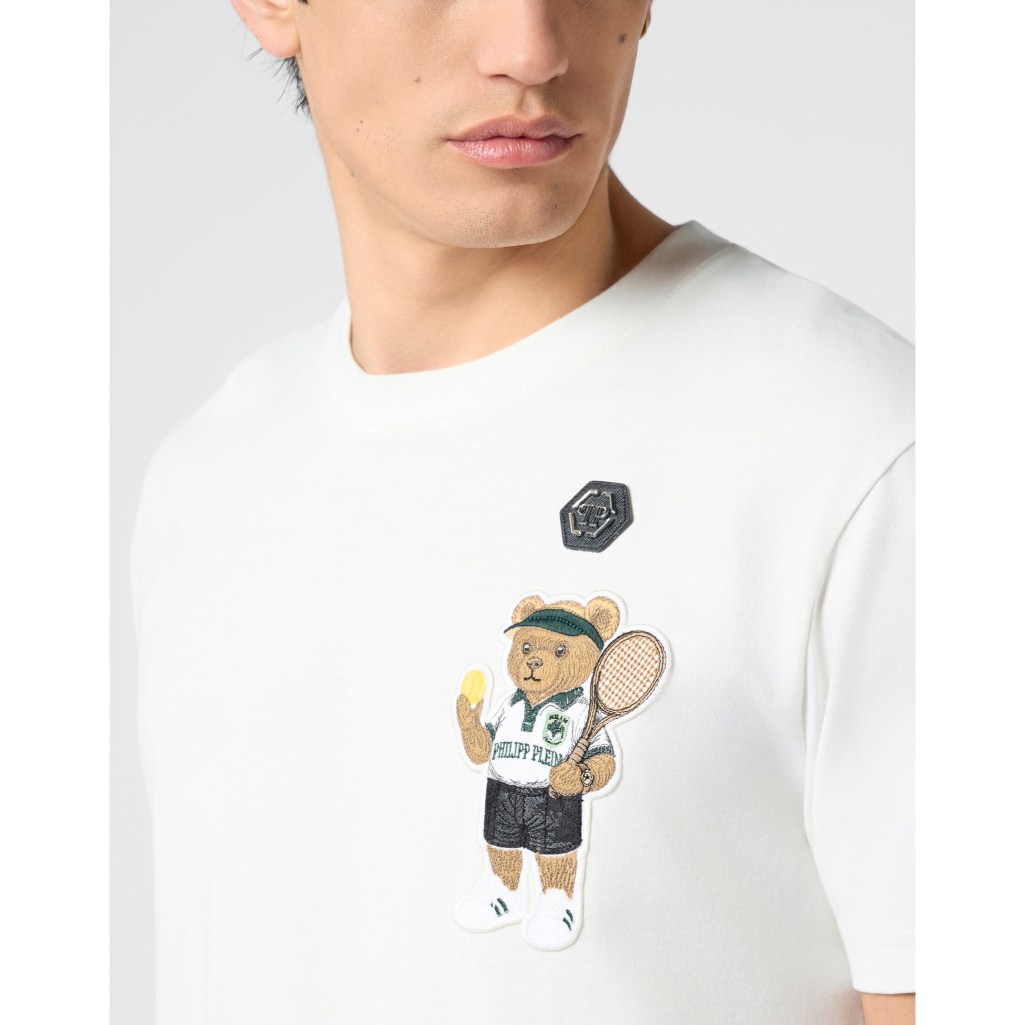 PHILIPP PLEIN Round Neck T-Shirt Teddy Tennis Patch