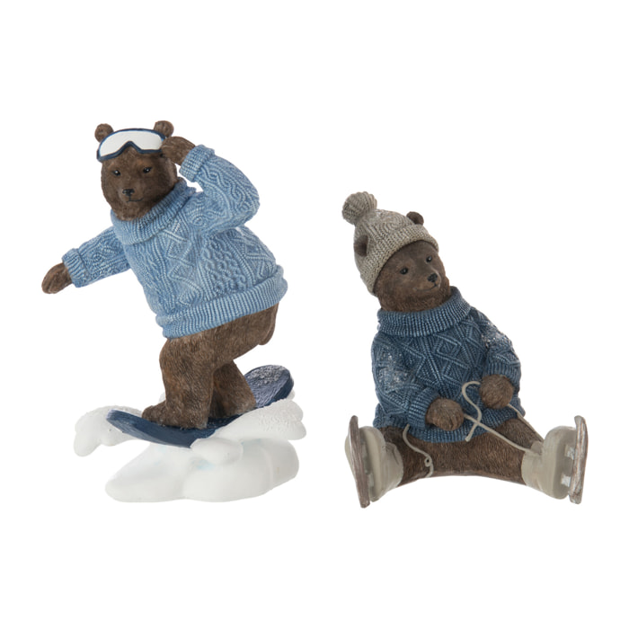 J-Line décoration Champignon Lint - polyrésine - brun/naturel - medium - 2 pièces