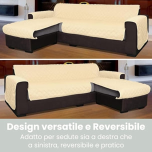 INTRECCI Copridivano 4 Posti con Penisola, Copridivano con Braccioli, Penisola Destra e Sinistra, Telo Copridivano Angolare, Impermeabile, Protegge da Macchie, Facile da Lavare. Colore: Panna