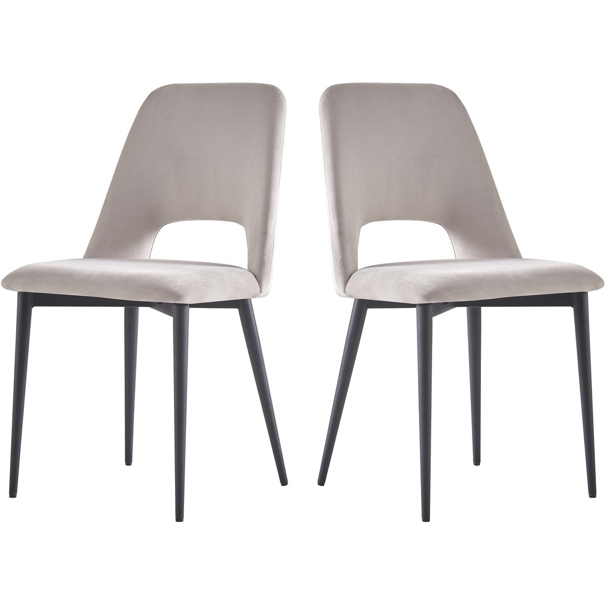 Lot de 2 chaises en velours "Fedora" - Gris clair