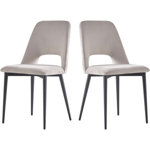 Lot de 2 chaises en velours "Fedora" - Gris clair