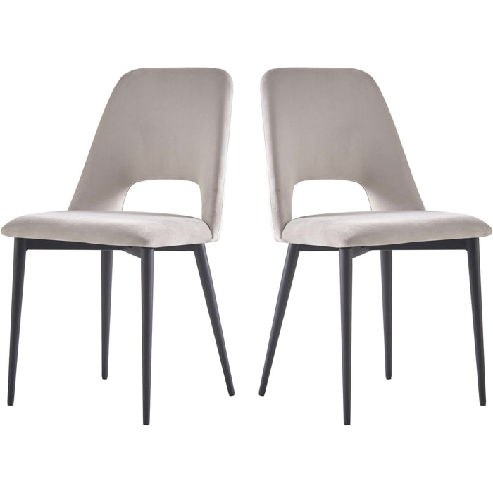 Lot de 2 chaises en velours "Fedora" - Gris clair