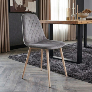 Chaise capitonnée velours gris taupe HAWAI (lot de 2)