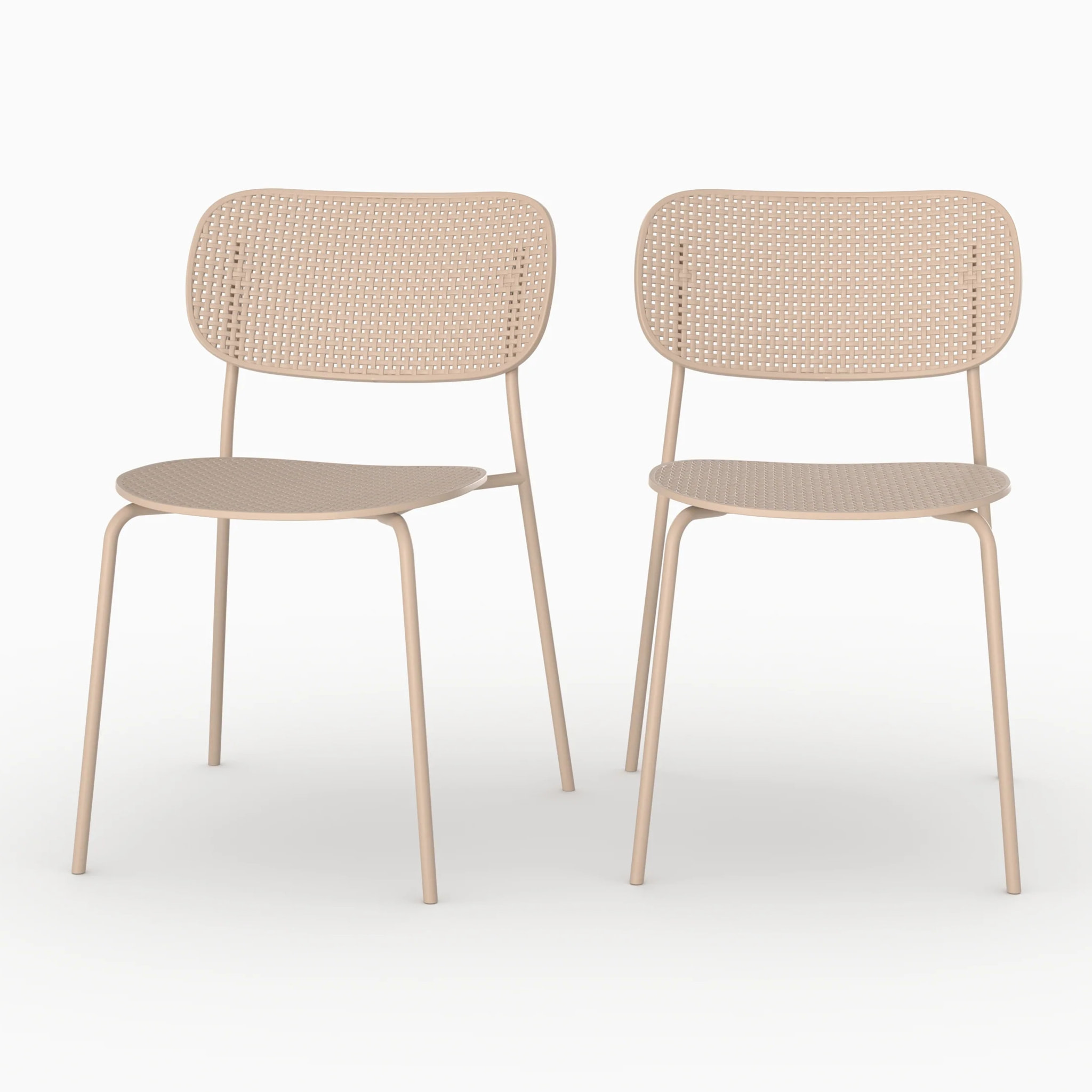 Lot de 2 chaises de jardin empilables en plastique beige - Géa