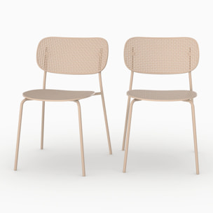 Lot de 2 chaises de jardin empilables en plastique beige - Géa