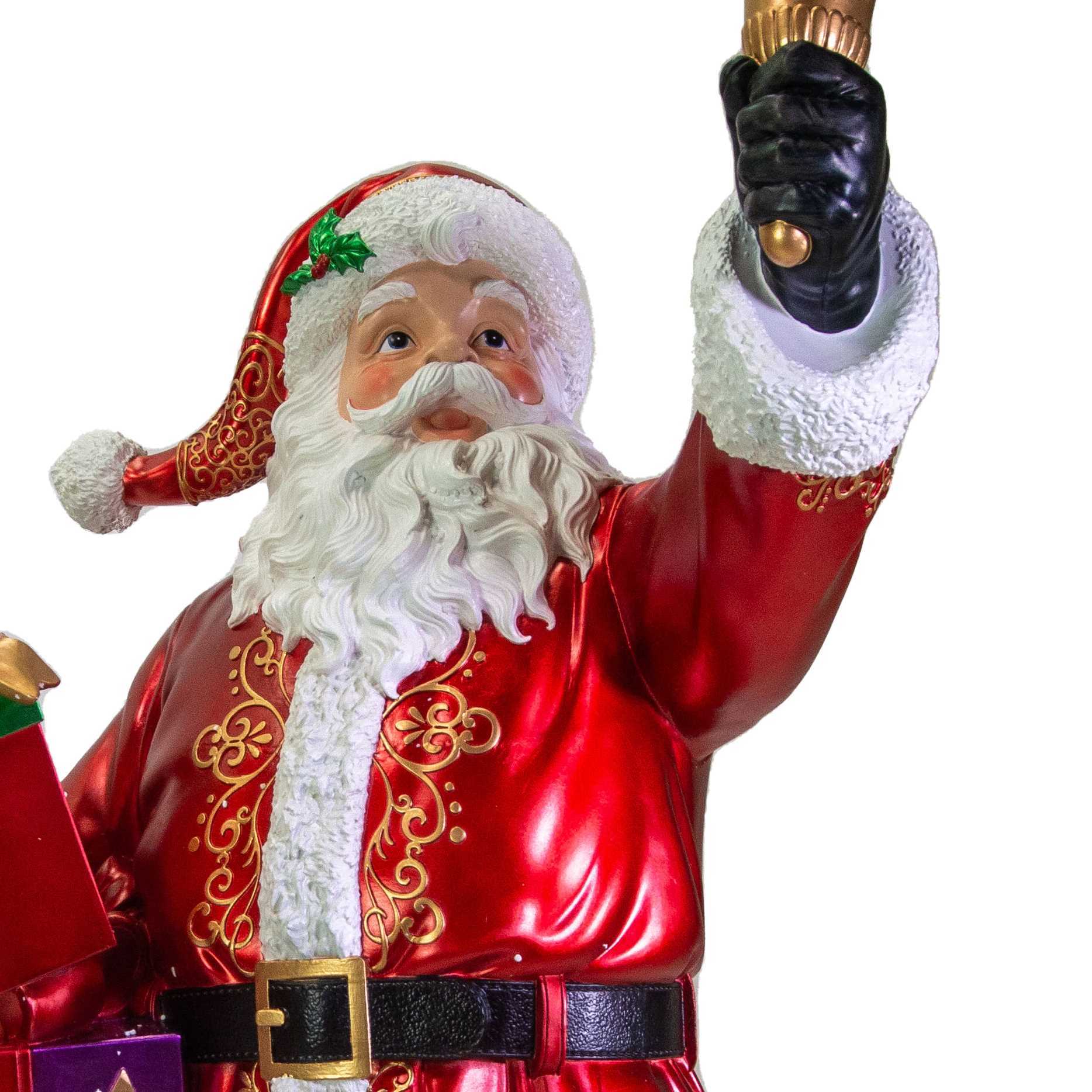 Babbo natale in resina con regali e led rosso cm90x60h152