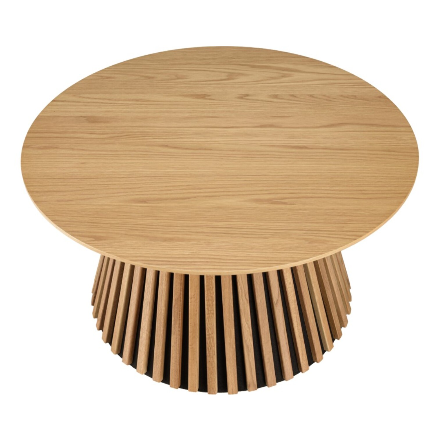SYA - Table basse ronde D80 décor et chêne naturel pied à motif strié