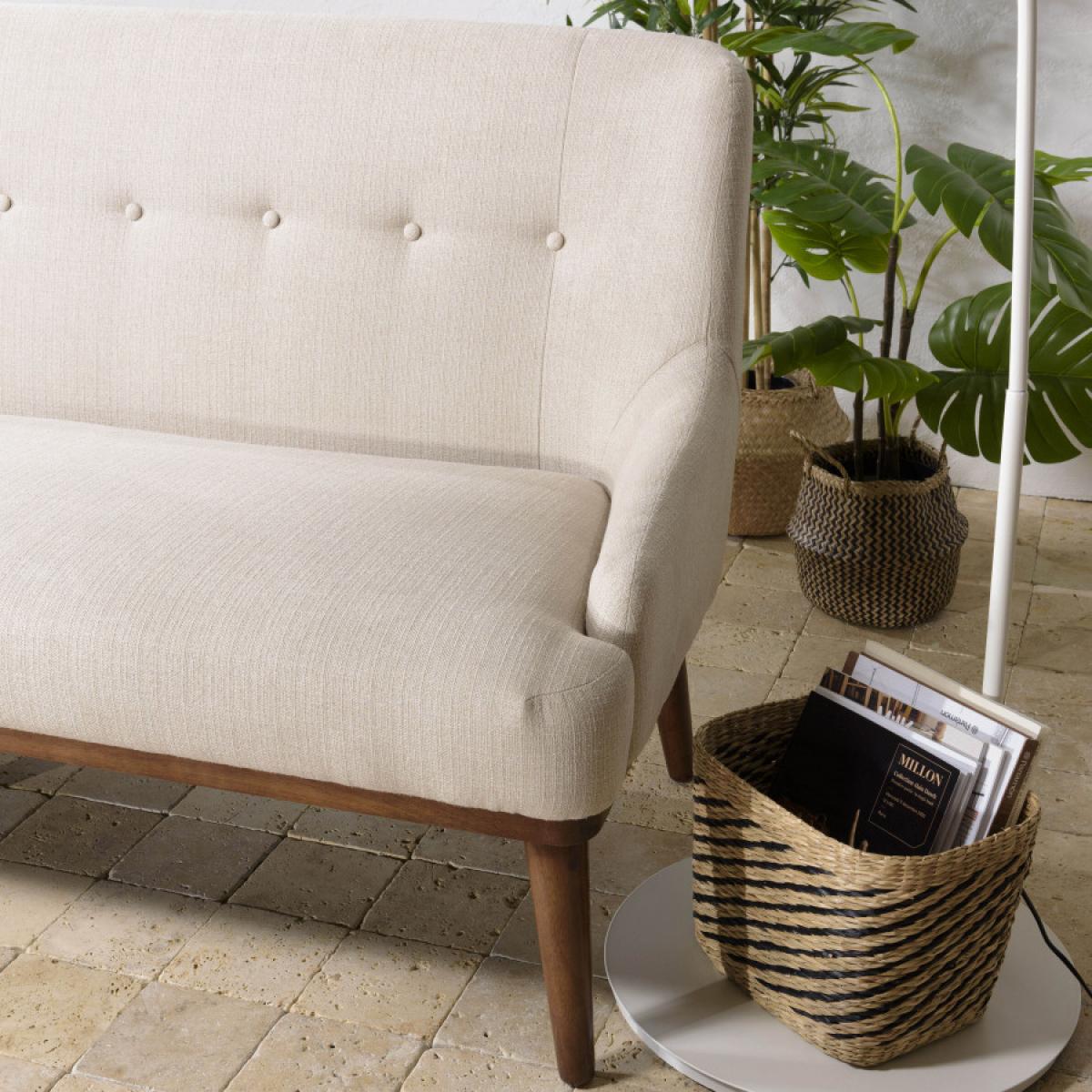 NOE - Canapé beige 2 places pieds en bois