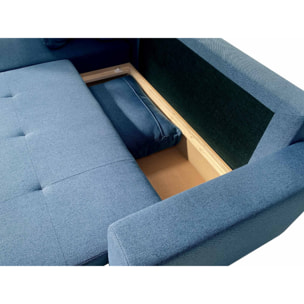 Pilea - canapé d'angle réversible 4 places - convertible avec coffre - en tissu - Bleu