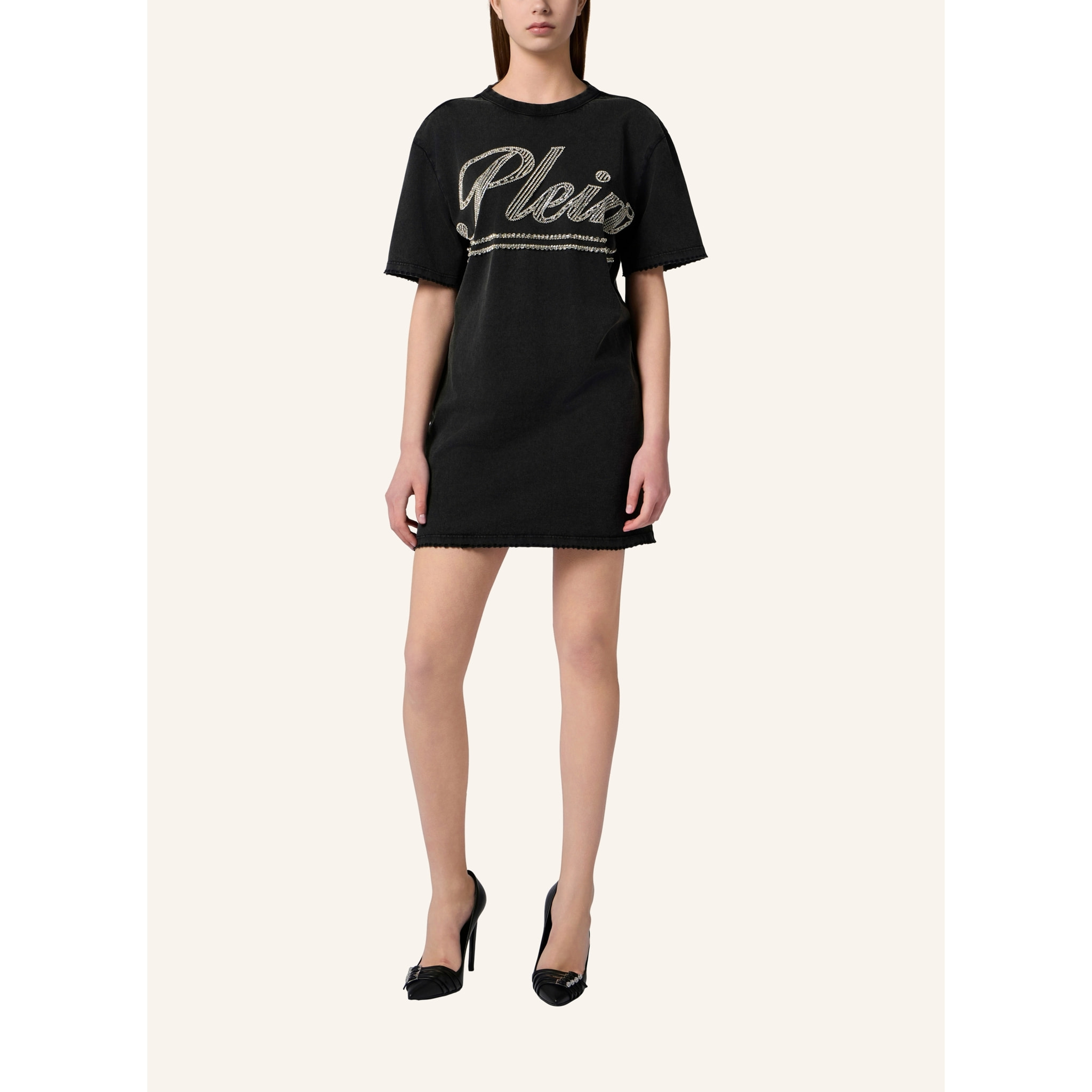 PHILIPP PLEIN Open Back T-Shirt Dress Strass Signature