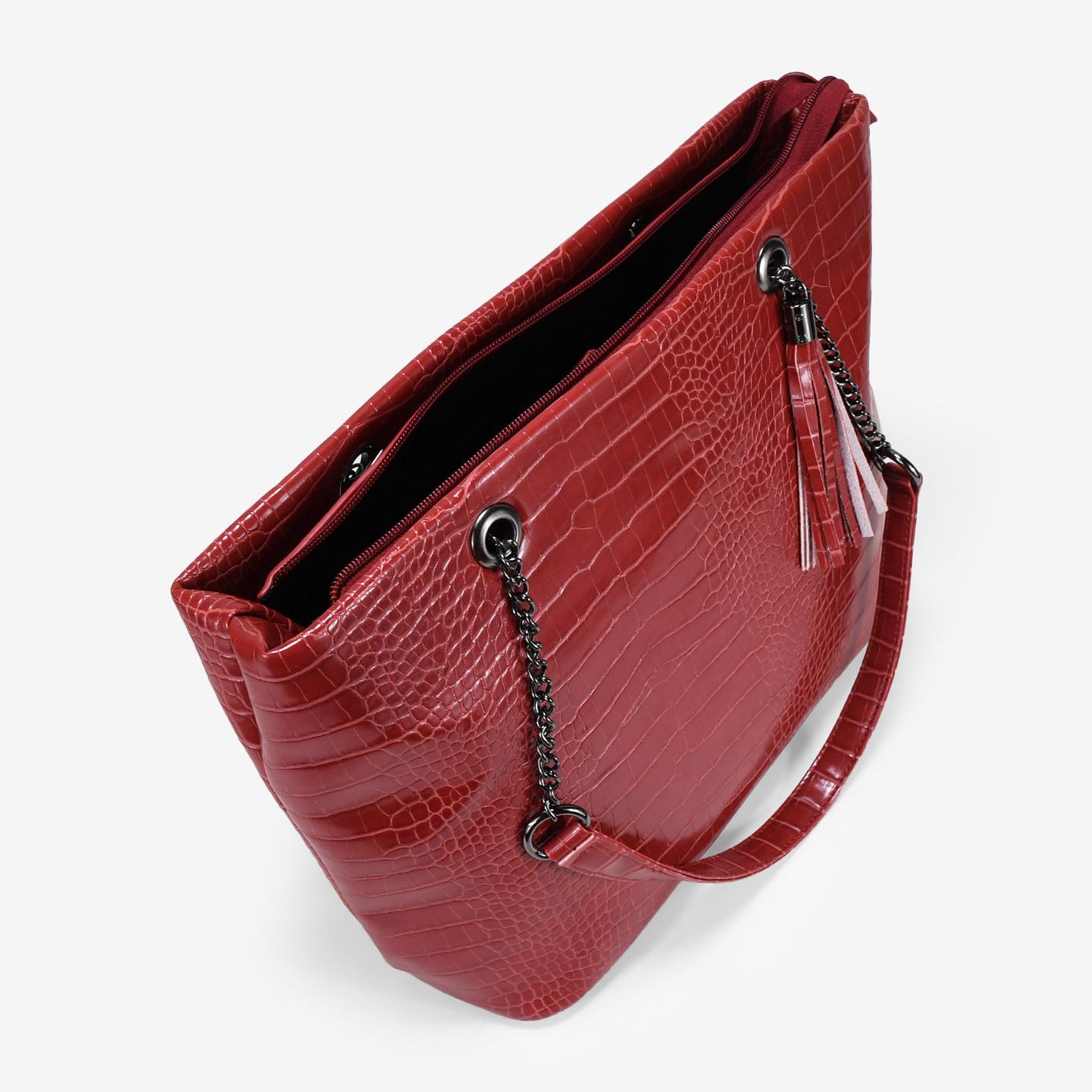 Bolso shopper rojo efecto coco para portátil