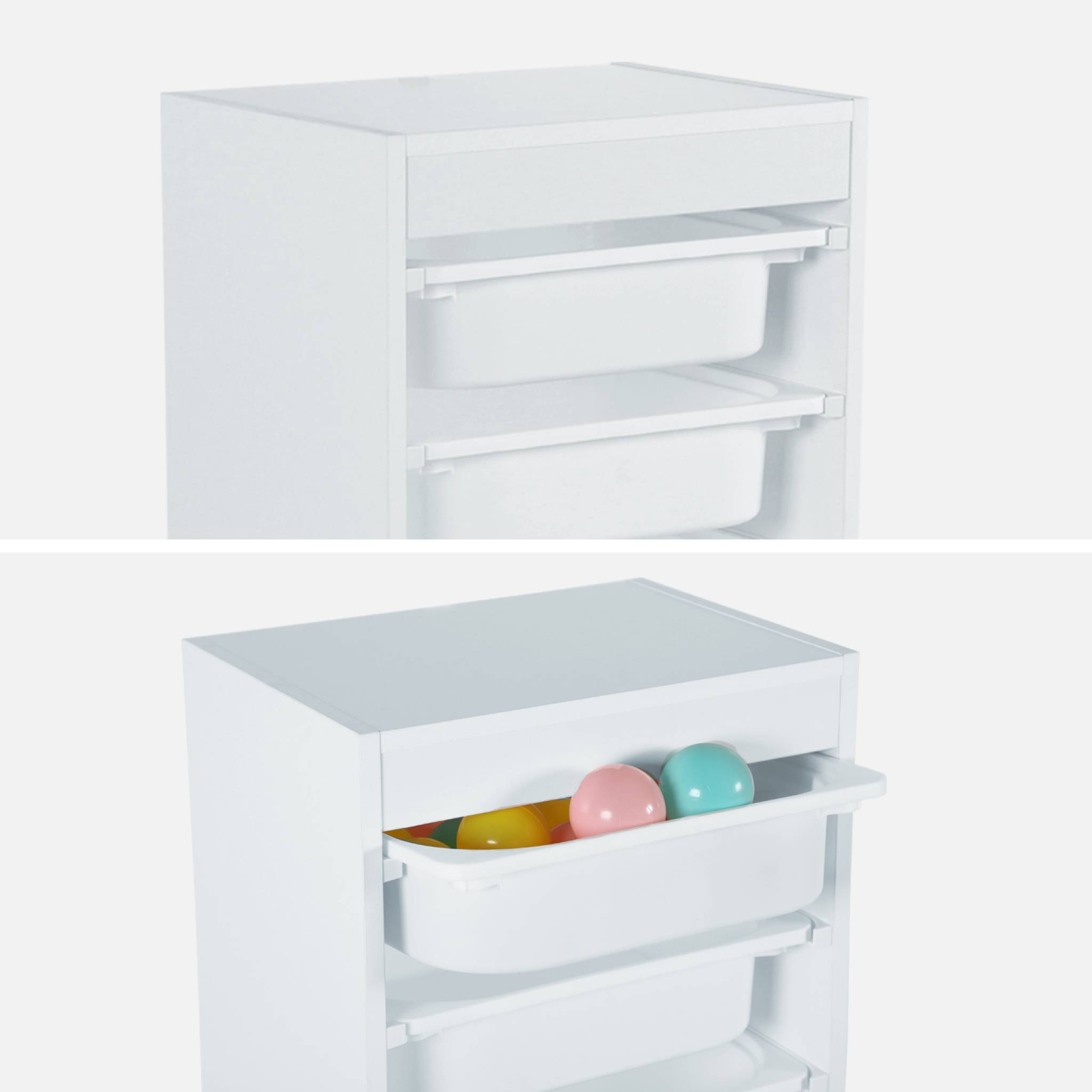Meuble de rangement blanc enfant 4 bacs de rangement