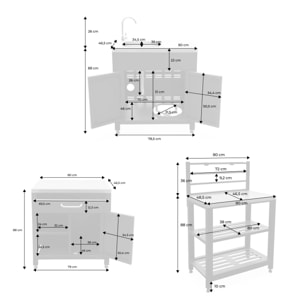 Ensemble de meubles de cuisine extérieure en acier inoxydable 6 modules