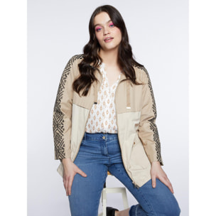 Fiorella Rubino - Parka ligera con bordado étnico - Beige