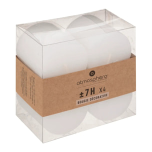 Lot de 4 bougies rustiques "Olia" blanc 60g