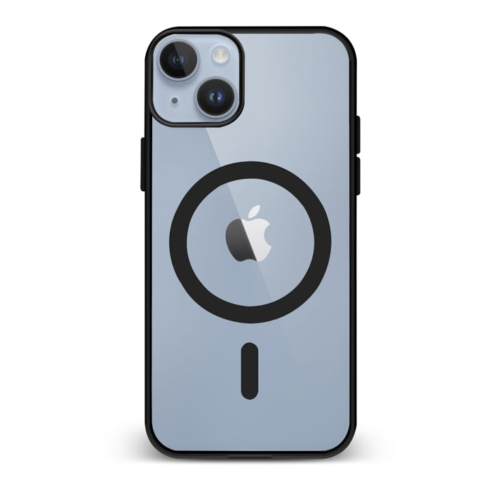 DAM Custodia ibrida anti-shock  Magsafe per iPhone 13 / 14. Bordi in silicone e retro in PVC. 7,43x1,06x14,95 cm. Colore nero