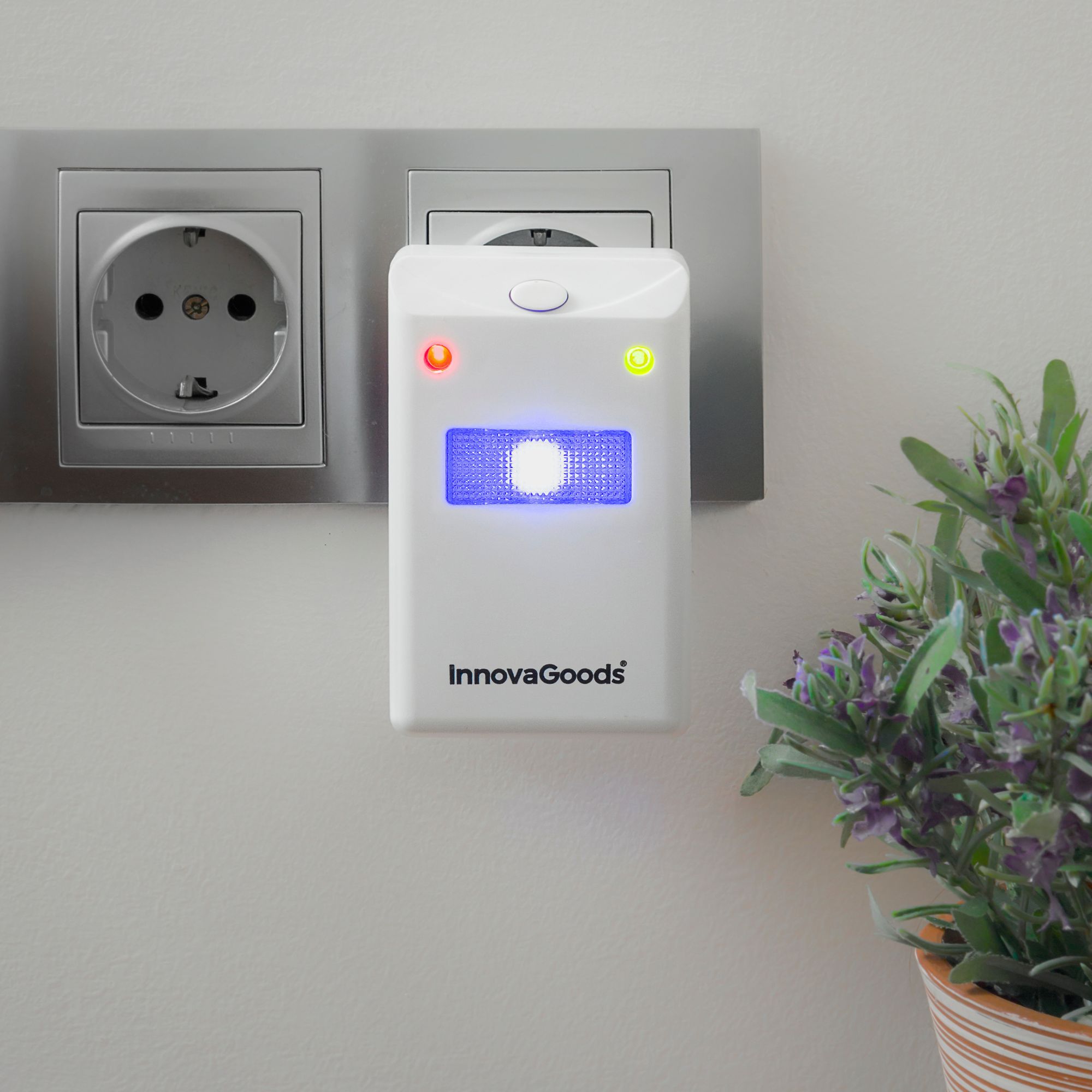 Repellente per Insetti e Roditori con LED Killekt - bianco - 6,5 x 9,8 x 6 cm