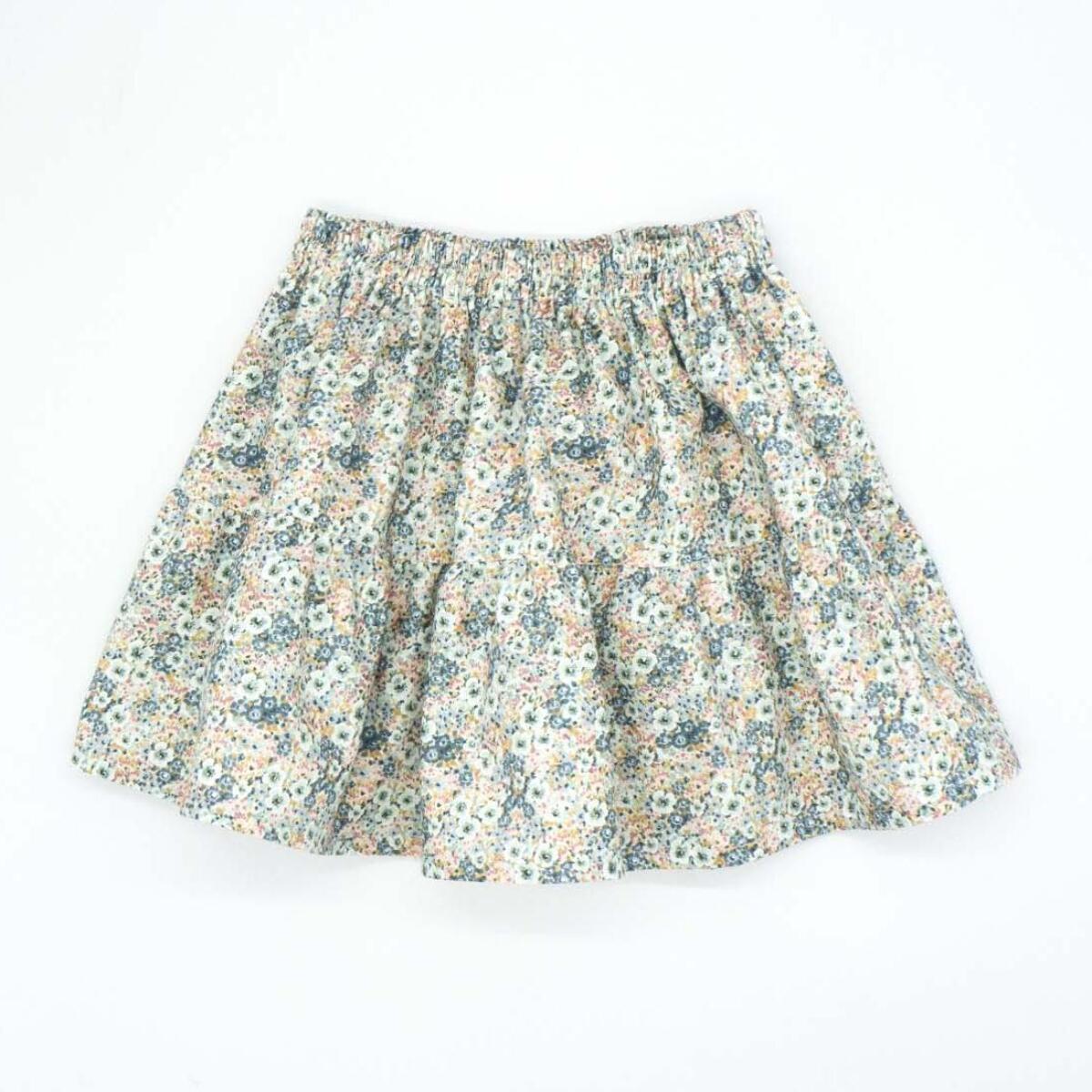 Falda con goma de viella estampada de flores verde