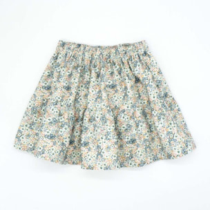 Falda con goma de viella estampada de flores verde