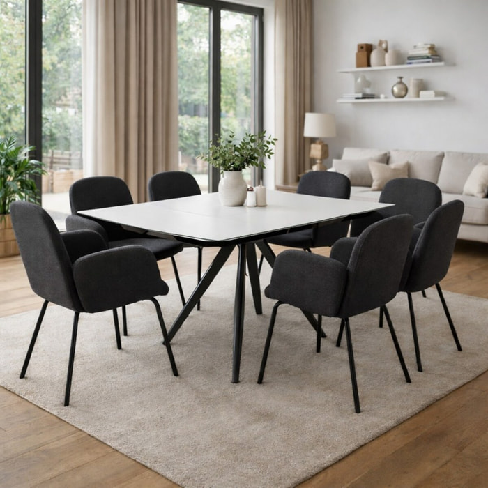 Coppia di sedie con braccioli in tessuto grigio scuro - Kendal