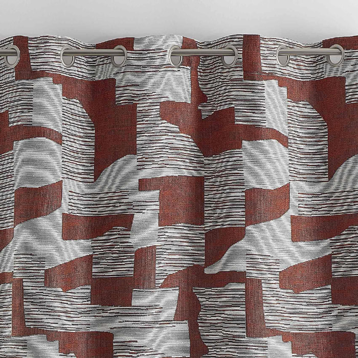 Rideau d'ameublement à jacquard graphique - Terracota