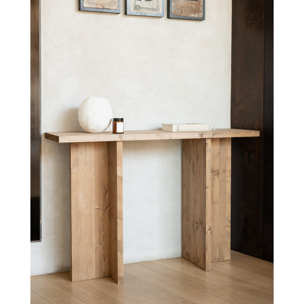 Consola de madera maciza en tono roble oscuro de 120x80cm Alto: 35 Largo: 120 Ancho: 80