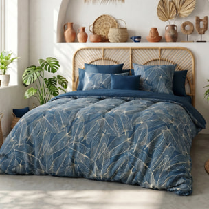 Parure housse de couette coton bleu