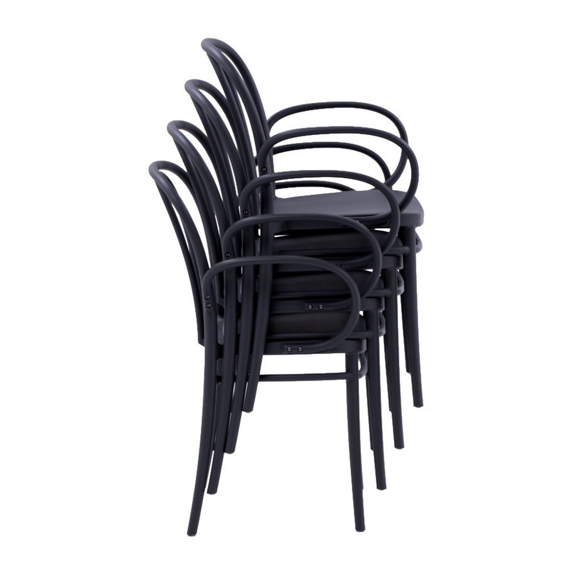 Set di 4 sedie NEWCASTLE in polipropilene antracite con braccioli, impilabili