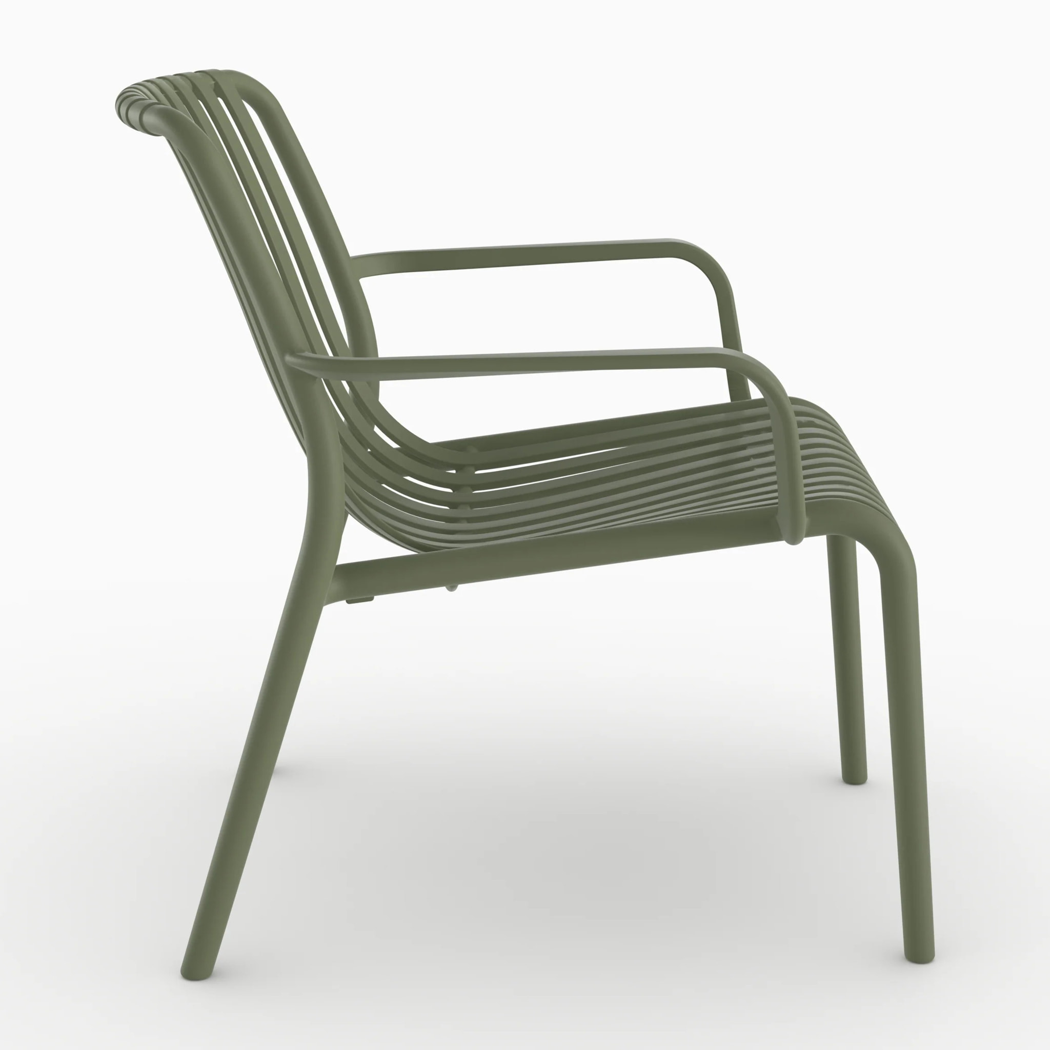 Lot de 2 fauteuils de jardin en plastique vert kaki avec accoudoirs - Ivy
