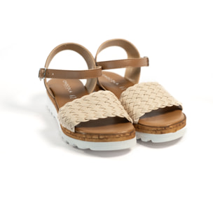 SANDALO INTRECCIATO VERA PELLE BEIGE