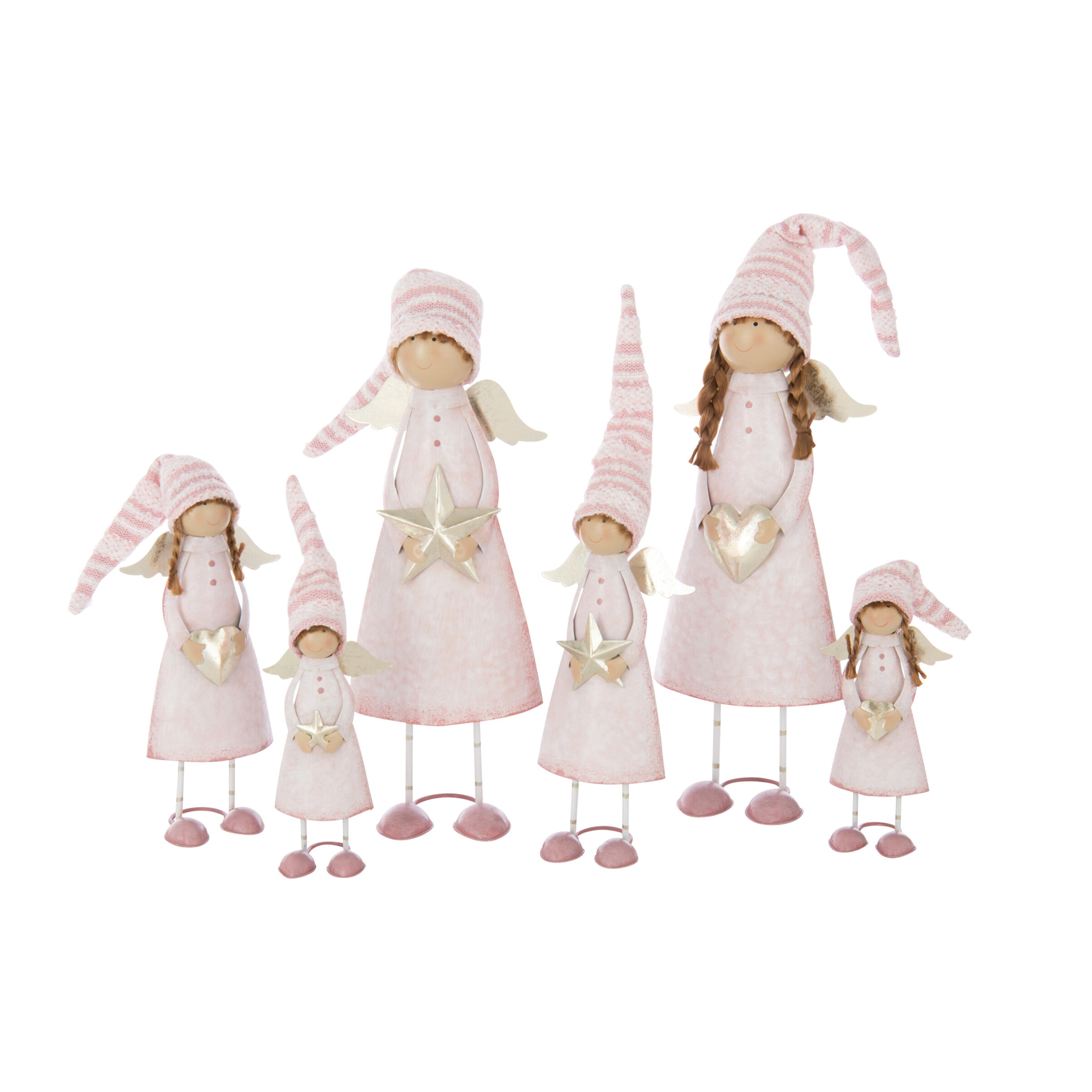 J-Line figurine Ange Ster - polyrésine - rose/or - large - 3 pcs