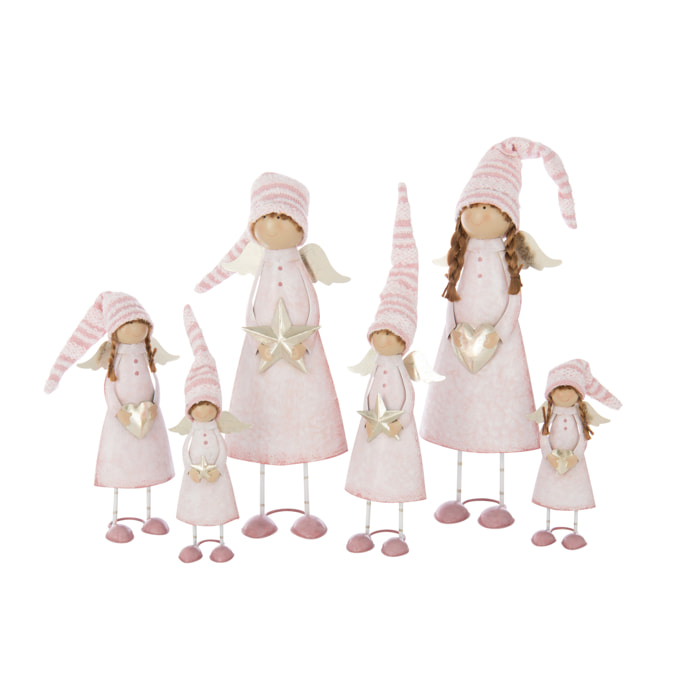 J-Line figurine Ange Ster - polyrésine - rose/or - large - 3 pcs