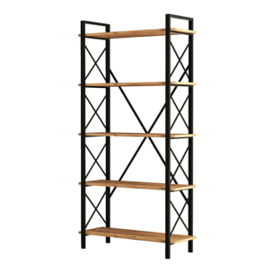 MILI - Bibliothèque design en métal - 5 étagères - bois et noir