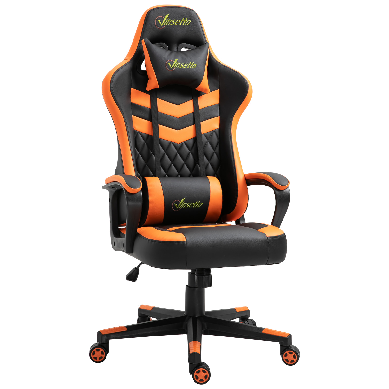 Silla Gaming de Oficina Ergonómica Altura Ajustable Naranja