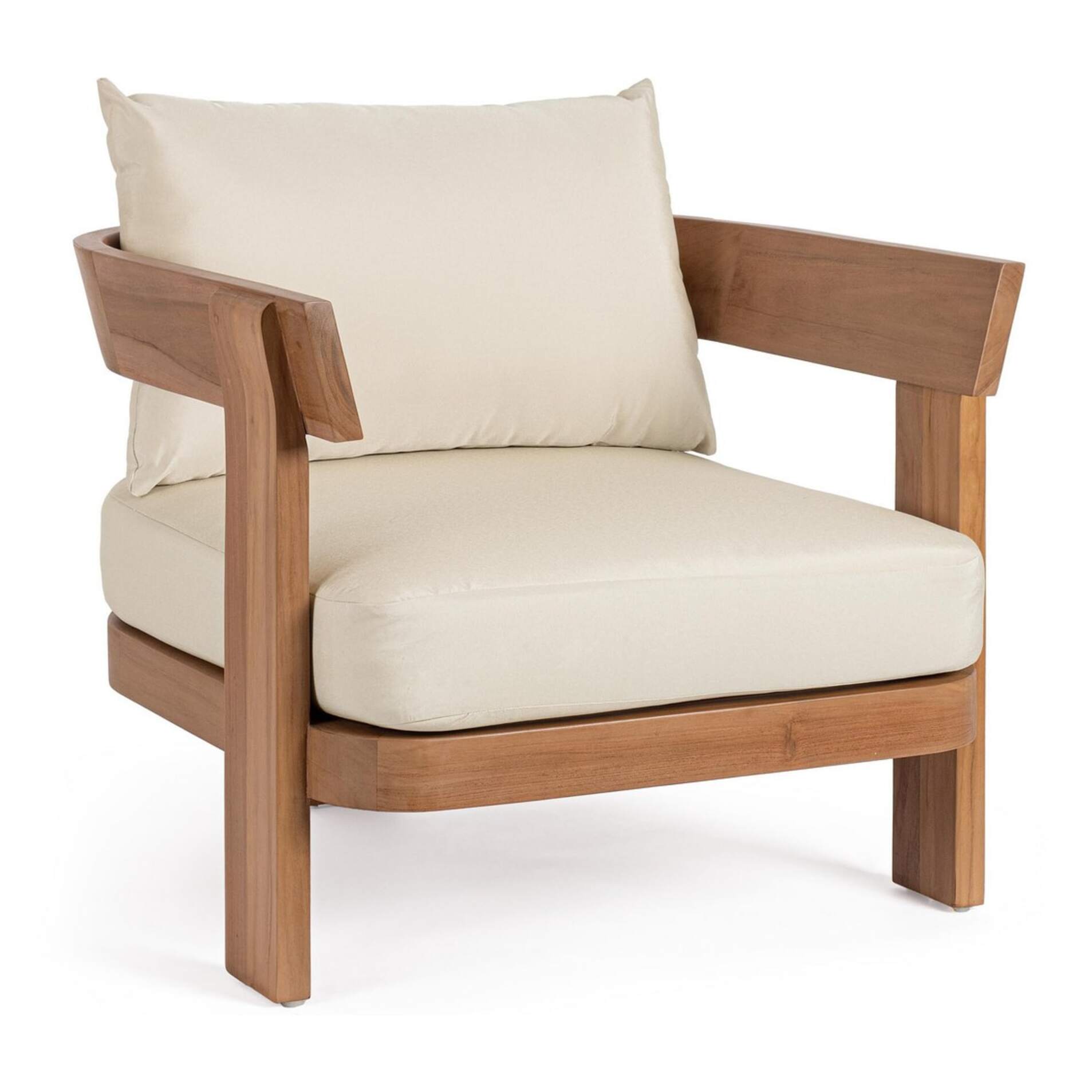 Poltrona in teak NOJA e tessuto beige