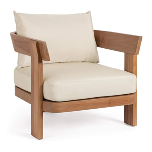 Poltrona in teak NOJA e tessuto beige