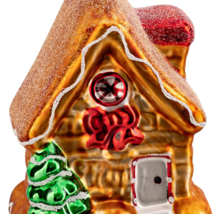 Sujet maison pain d'épice verre D.8cm rouge