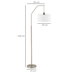 HOMCOM Lampada da Terra Moderna in Acciaio con Paralume in Tessuto, 65x33x158cm - Bianco