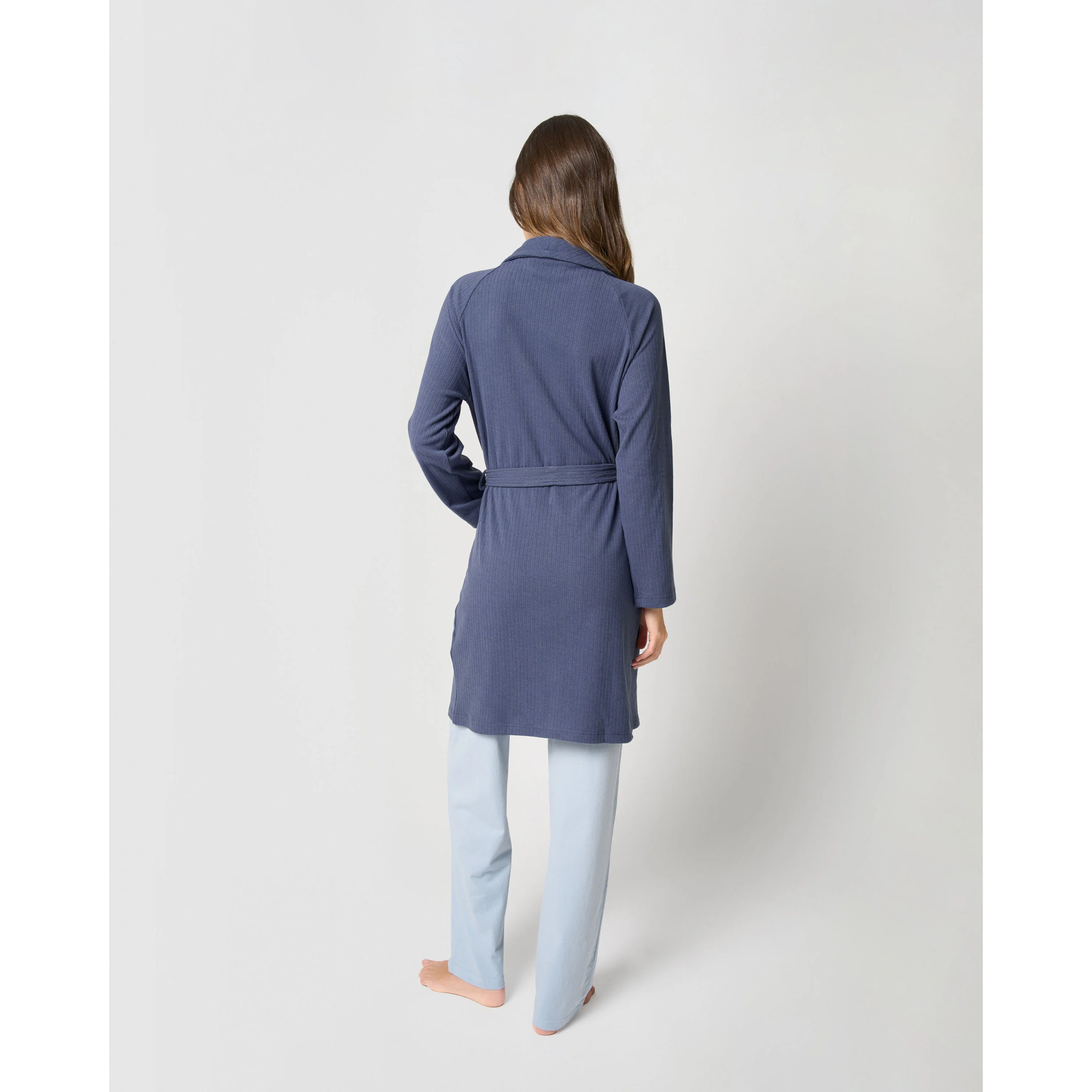 Bata canalé raya ancha azul azafata