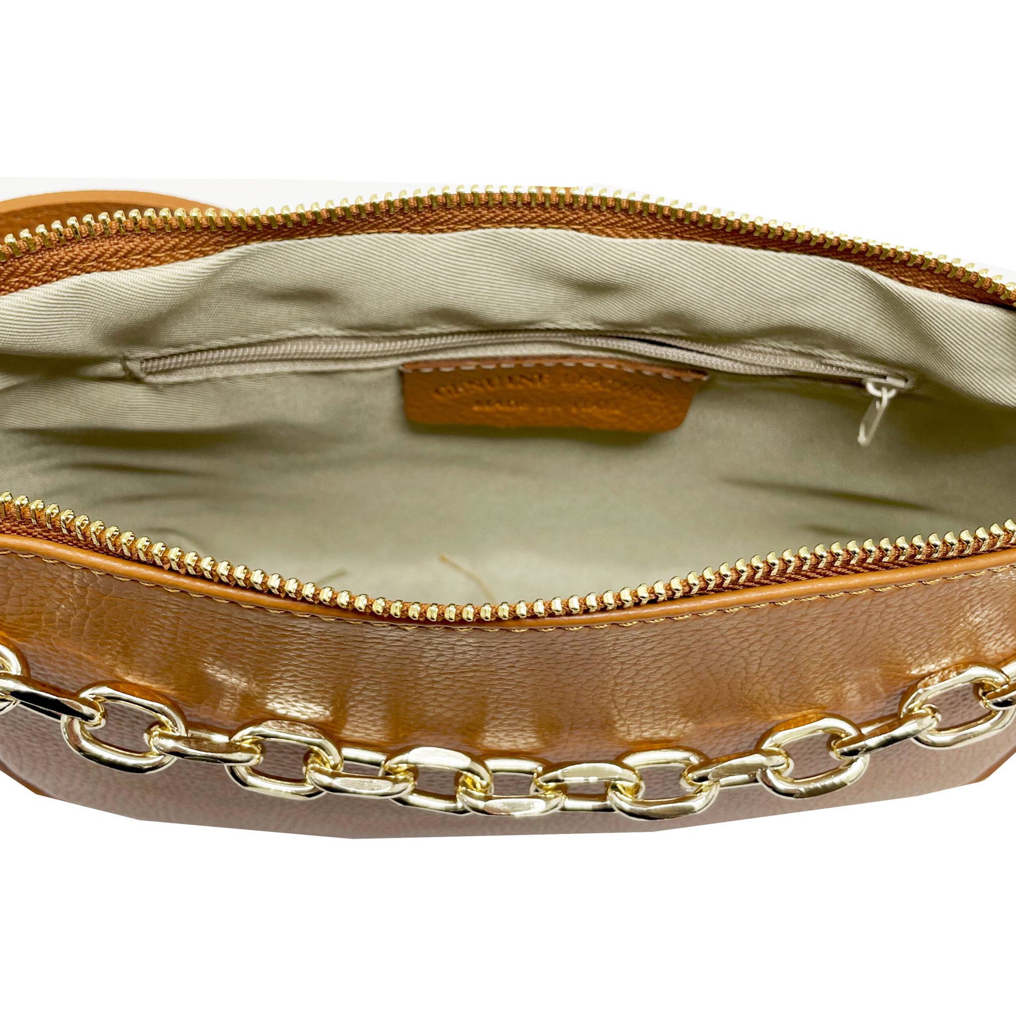 Chicca Borse - Tracollina Clutch Donna in Vera Pelle - Colore Cuoio
