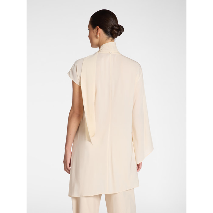 Elena Mirò - Blusa larga asimétrica con fajín - Beige